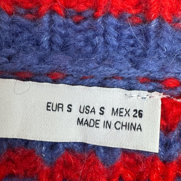 Zara Striped Red and Blue Cropped Sweater - Picture 6 of 6